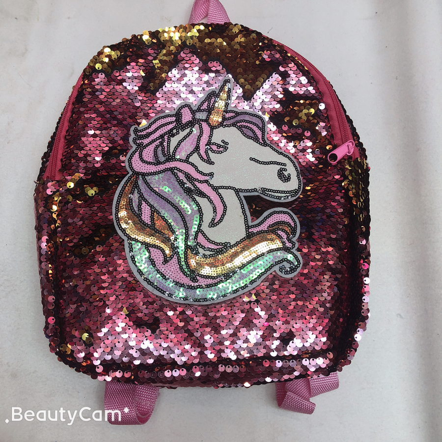 Unicorn Schoolbag, Sequined Unicorn Schoolbag, children's bag, Patch Unicorn backpack full figure