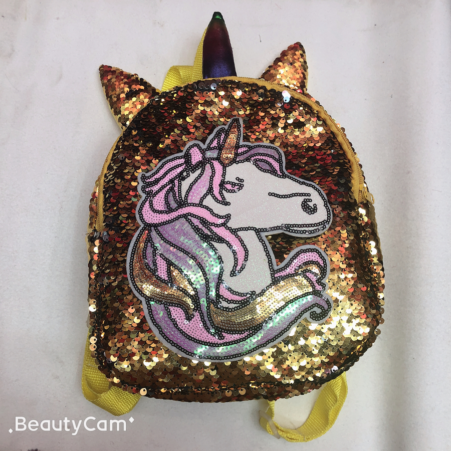 Unicorn Schoolbag, Sequined Unicorn Schoolbag, children's bag, Patch Unicorn backpack Specification drawing
