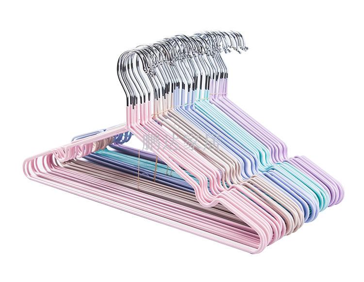 家用浸塑带凹槽衣架晾晒防滑不锈钢衣架无痕撑衣晾衣架金属挂衣架