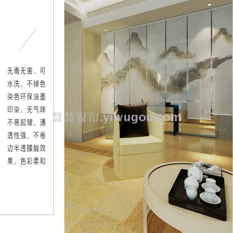 New Chinese-style Zen-style landscape semi-transparent roller blinds, hanging fabric soft screens, door curtains, partitions, shading and sunshade curtains Item Picture