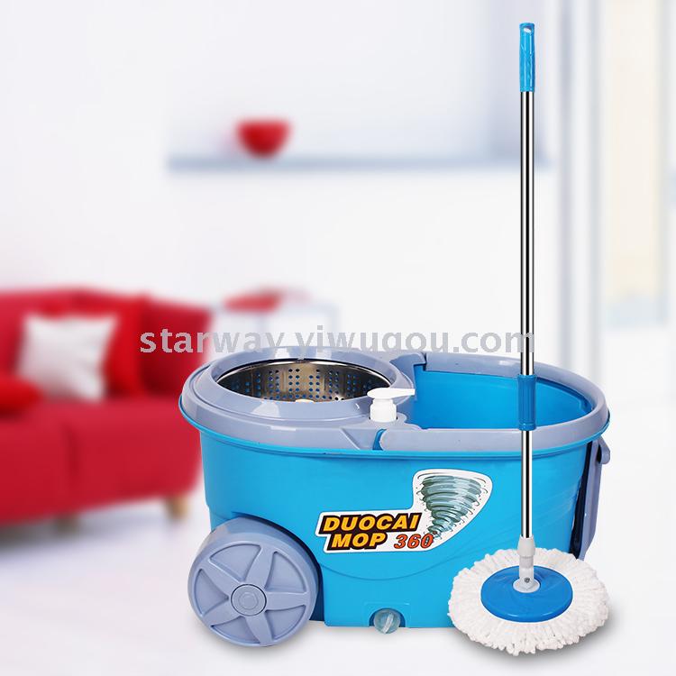 双驱动手压好神拖旋转拖把桶木地板家用不锈钢拖把杆带轮子360拖