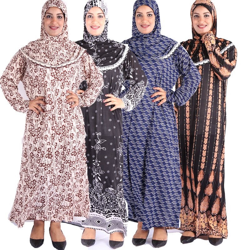 义乌穆斯林工厂 批发中东祈祷长袍穆斯林女装阿拉伯回族连衣裙详情图2