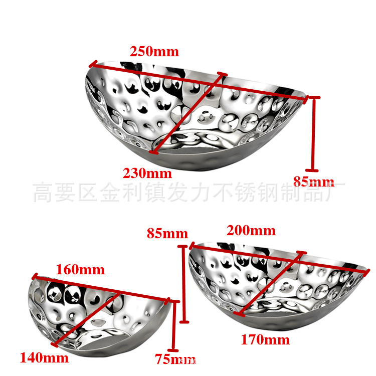 Stainless steel hammer plate, stainless steel fruit plate, buffet hotel, bar, KTV, restaurant, home fruit plate, salad plate details Picture
