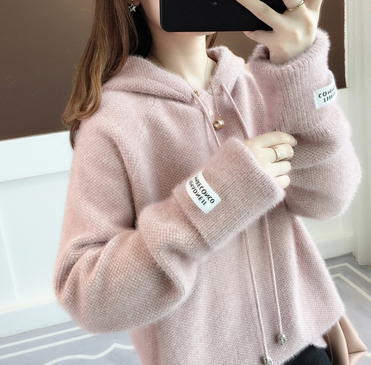 女式貂绒衫实物图