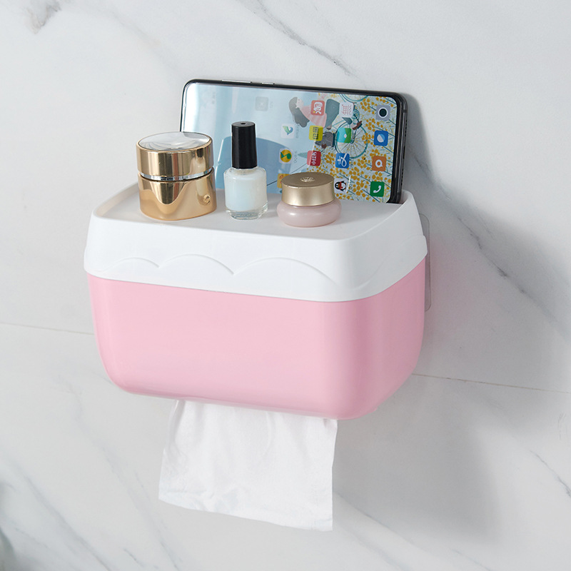Factory direct sales of tissue boxes, household non-perforating creative waterproof tissue paper rolls, bathroom storage racks