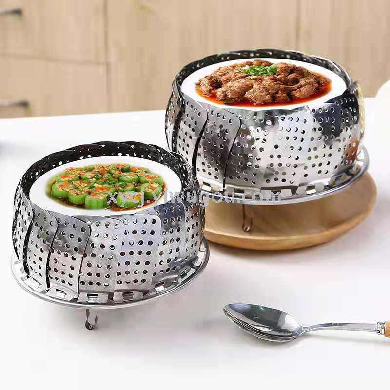 Foldable kitchen essential multi-purpose steamer plate, adjustable and extendable fruit plate Application Scenario