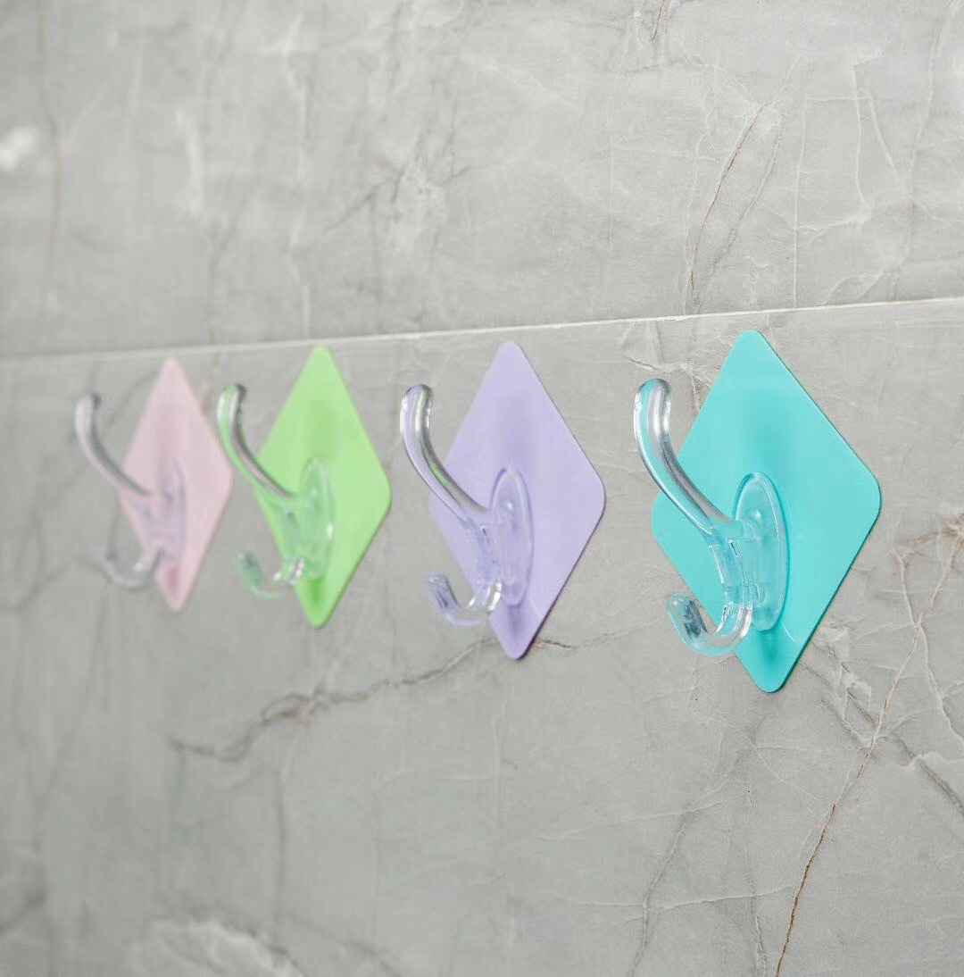 新款超强力无痕衣帽勾魔力方形双勾粘勾吸卡装无痕粘钩RS-500302