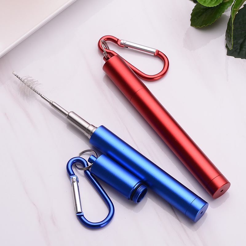 SWENO stainless steel straws, portable stainless steel colored straws, extendable straws, straw brushes, portable hooks, multi-color storage tube sleeves, easy to clean and reusable details Picture