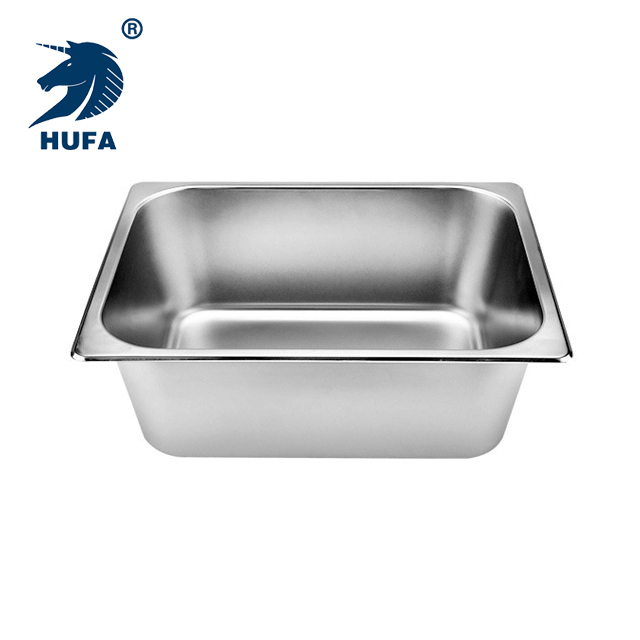 1/2 15-centimeter-deep metal Cantonese-American food pot for kitchen and dining room food containers