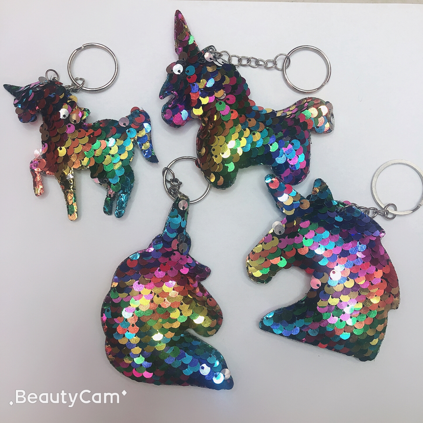 Ultrasonic sequin pendant, unicorn pendant, keychain, unicorn colorful sequin pendant, double-sided sequin gasket Specification drawing