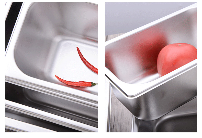 1/4 10cm deep kitchen equipment reliable food storage container 201 stainless steel pot details Picture