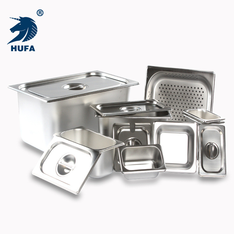 1/6 6.5cm deep, high-quality European-style food pot, edge reinforced 201 stainless steel freezer