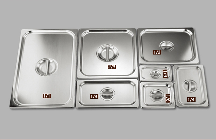 1/6 10 cm American stainless steel dinner plate, buffet tray container, stainless steel buffet tray, food pot Application Scenario