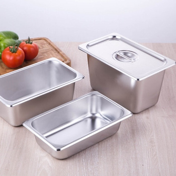 1/4 10cm deep kitchen equipment reliable food storage container 201 stainless steel pot Specification image