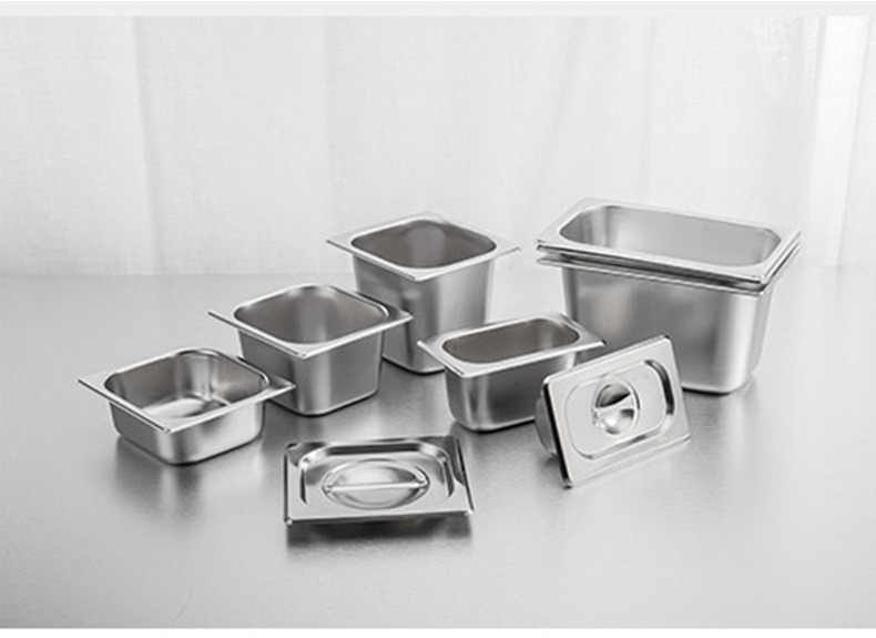 Customized 1/14 4cm deep high-quality self-service storage cabinet, American-style Guanggang pot, metal stainless steel food pot Item Picture