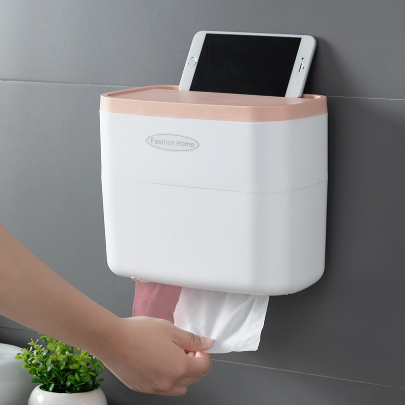 Double-layer storage rack for toilet paper boxes, bathroom tissues, toilet home, non-perforating, creative waterproof toilet paper roll tubes Specification image