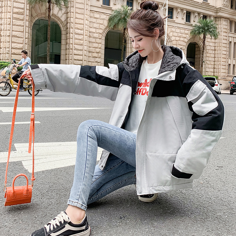 A real photo of a cotton-padded jacket for 2019 winter, featuring a loose Korean-style bf hooded jacket and an Instagram-style short workwear for women Specification image