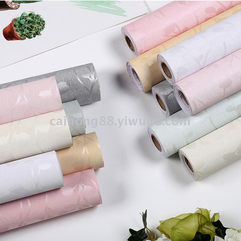 New minimalist wallpaper, self-adhesive bedroom and living room color decoration film, waterproof furniture renovation stickers, background wall full figure