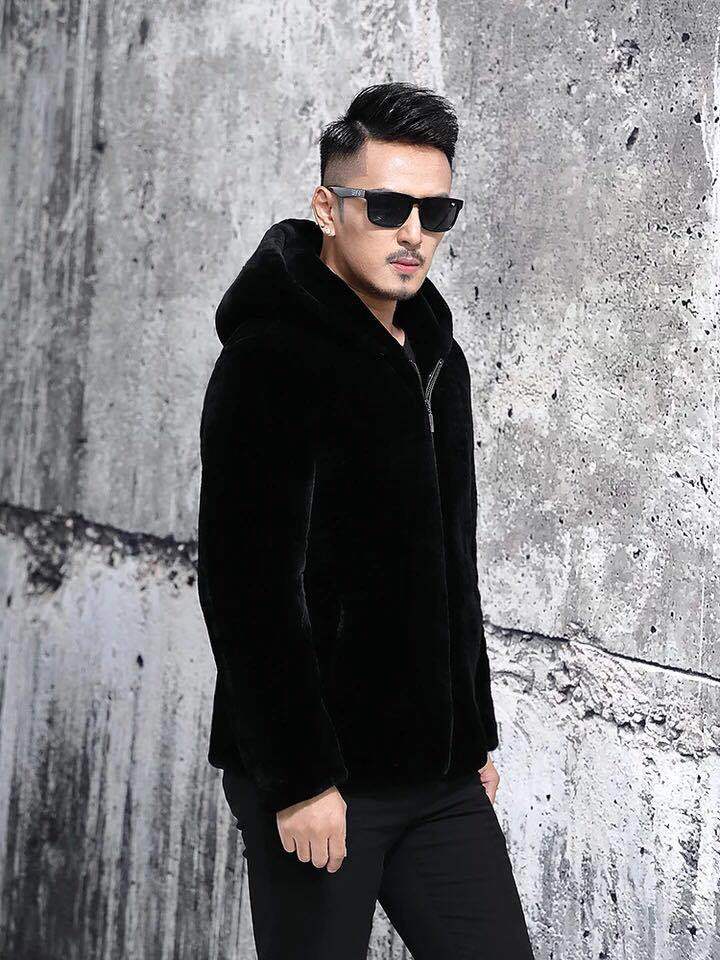 A Korean-style slim-fit men's leather jacket that imitates fur, a casual and fashionable men's leather jacket Specification image