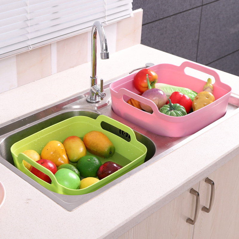 Multi-functional kitchen vegetable washing basket, fruit and vegetable storage basket, plastic vegetable washing basin, draining basket Specification image