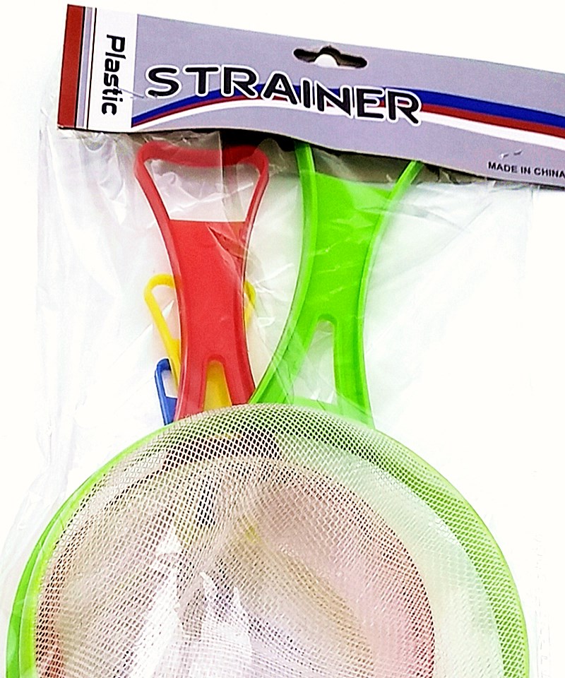 Sunshine Department Store plastic strainer, filter mesh with handle, flour sieve, soy milk and juice filter mesh spoon details Picture