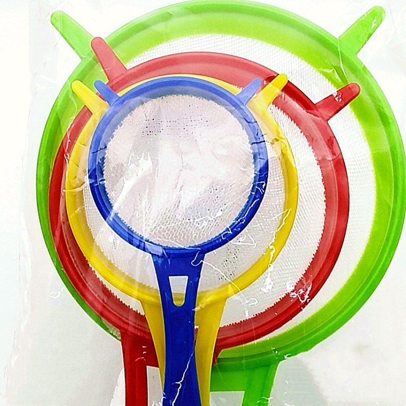 Sunshine Department Store plastic strainer, filter mesh with handle, flour sieve, soy milk and juice filter mesh spoon Specification image