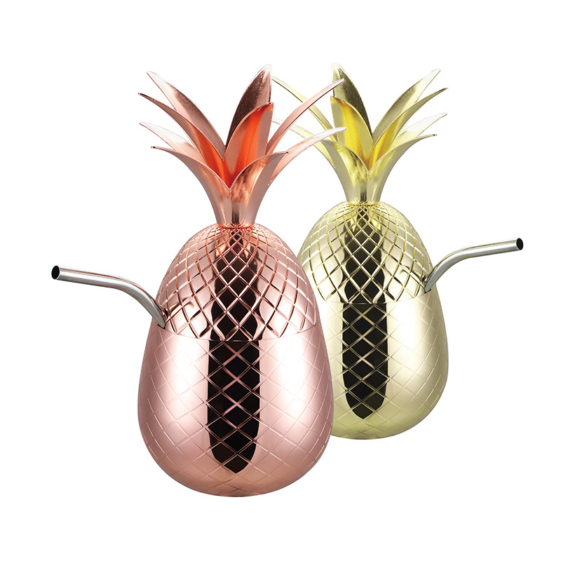 stainless steel cocktail pineapple cup drinking cup American bar wine glass Stainless steel pineapple cup Beer glass coffee cup stainless steel cup details Picture