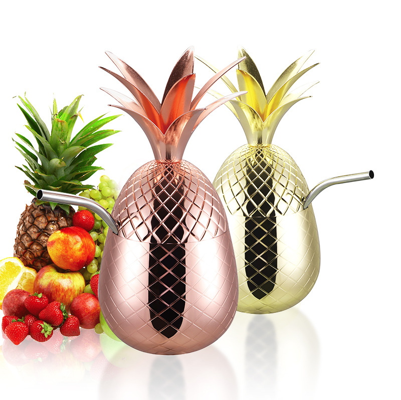 stainless steel cocktail pineapple cup drinking cup American bar wine glass Stainless steel pineapple cup Beer glass coffee cup stainless steel cup