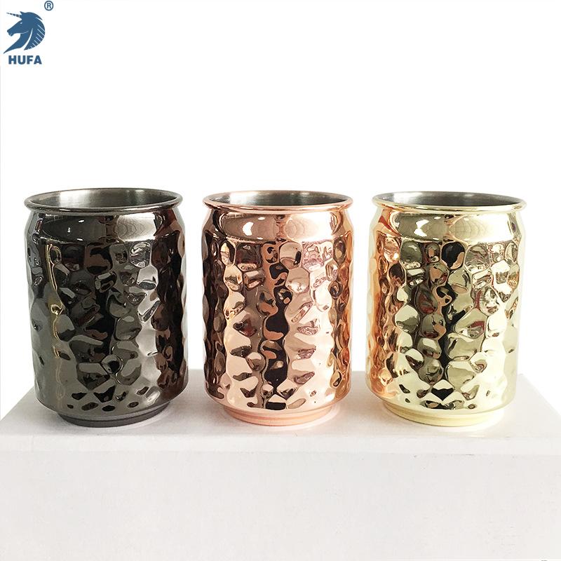 Stainless steel hammered aluminum can beer cup, creative rock-patterned cola can details Picture