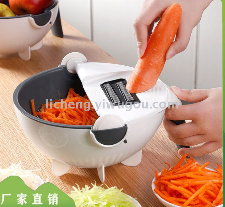 Multi-functional drain basket kitchen manual cutting vegetables and fruit shred multi-functional vegetable cutter