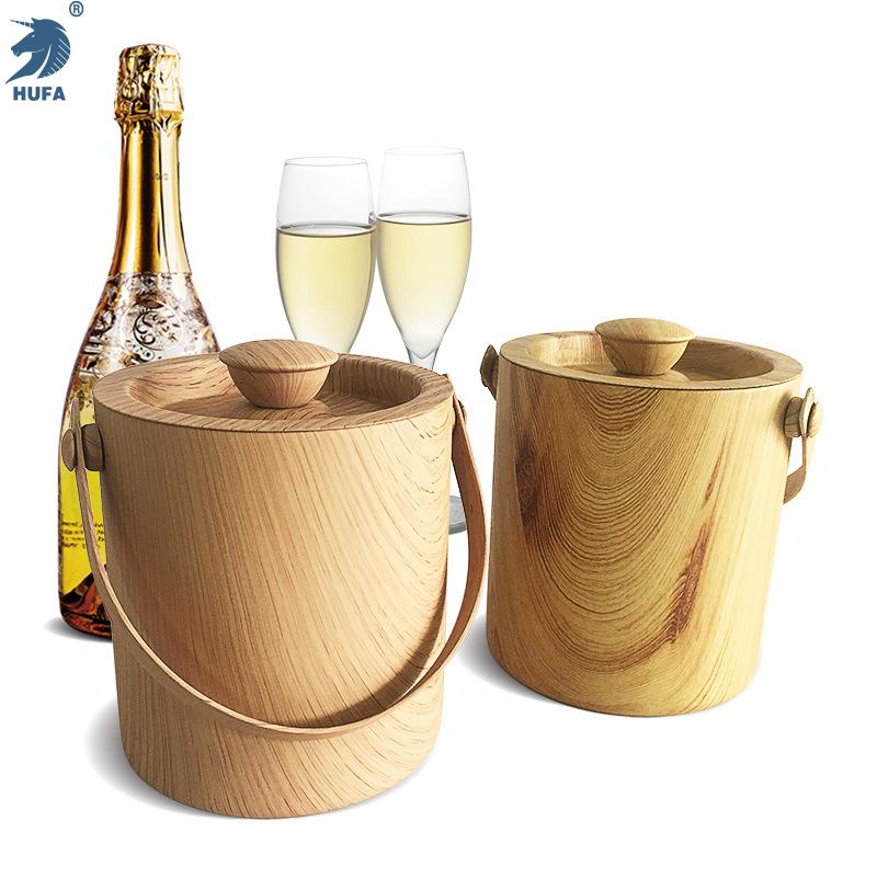 不锈钢木纹带盖冰桶保温桶Insulation barrels 冰桶 酒吧酒店用品