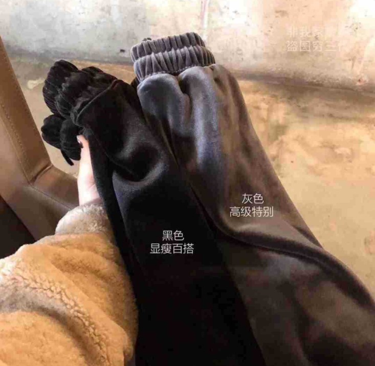 Thickened second-generation velvet pants, loose, straight, high-waisted, slimming and height-increasing casual trousers Specification image