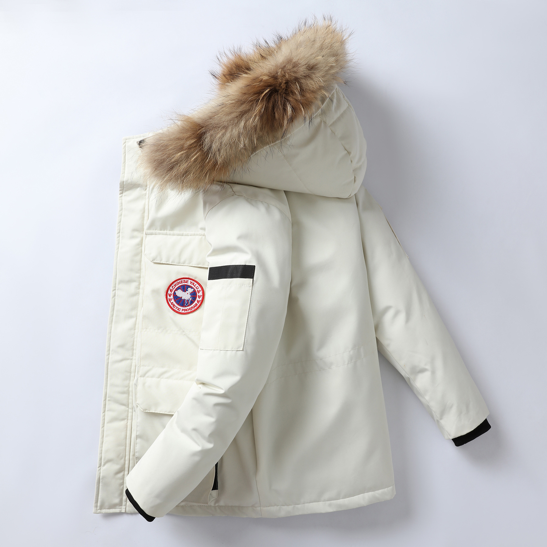 New autumn and winter styles of large-necked cotton-padded jackets, men's mid-length, hooded and detachable large-necked cotton-padded jackets, large-sized winter wear for young people Specification image