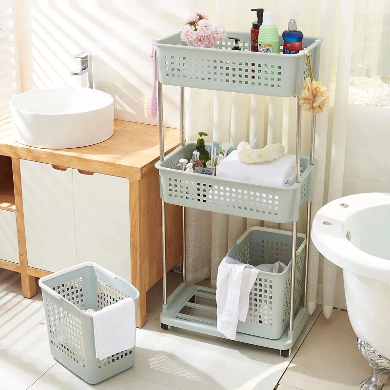 Plastic multi-layer dirty clothes basket storage rack, dirty clothes storage basket, storage rack, storage basket, dirty clothes basket Specification image