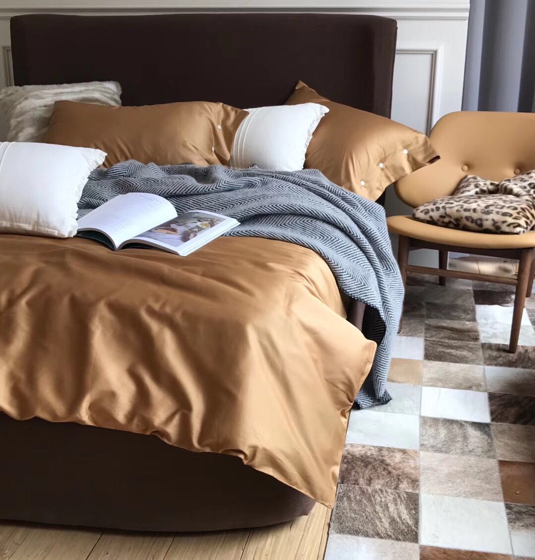 60S Xinjiang long-staple cotton solid Color Three-piece set, all-cotton simple solid color bed sheet set Three-piece set Item Picture