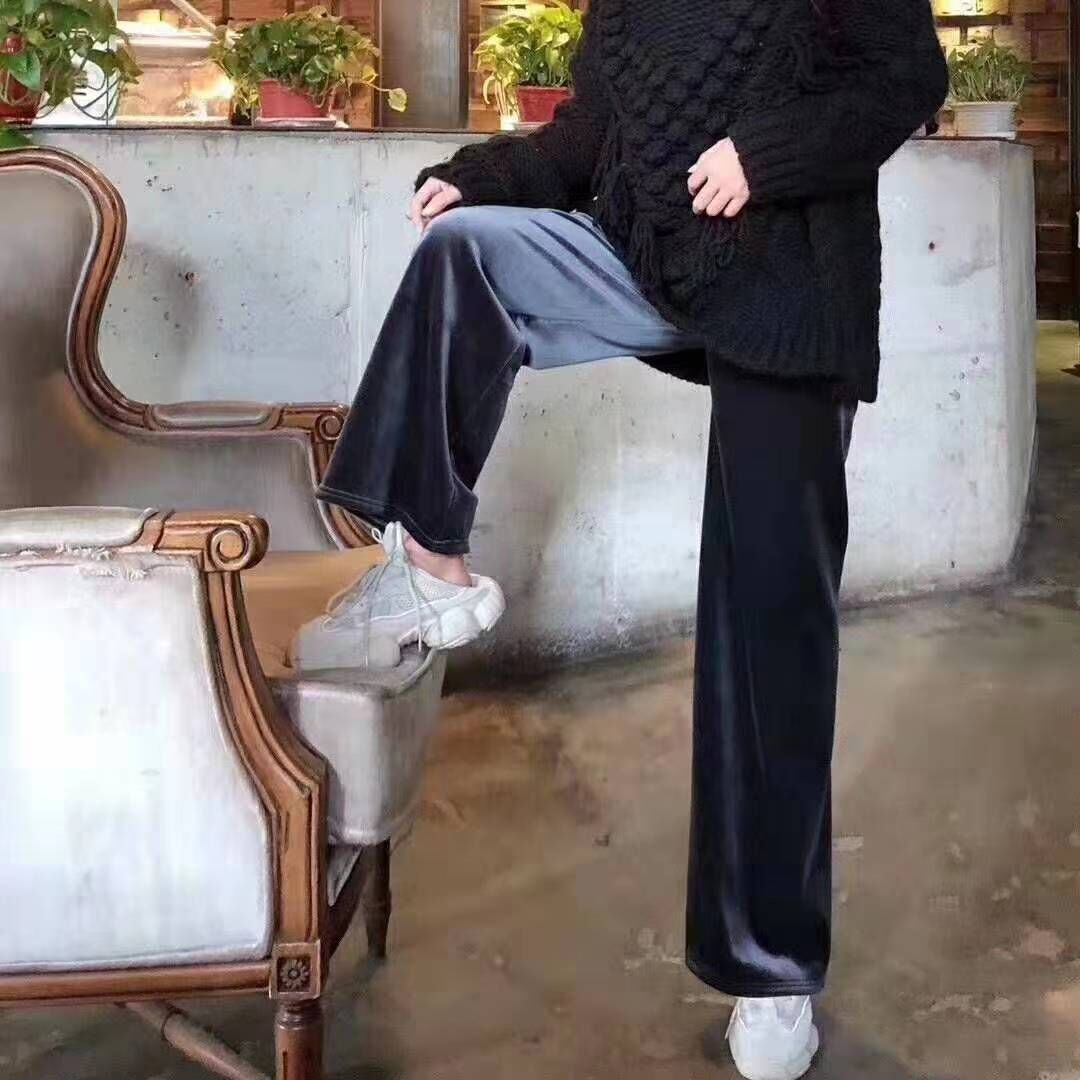 New autumn and winter second-generation homemade thickened velvet pants are versatile, casual, super soft and slimming wide-leg pants for wholesale Specification image