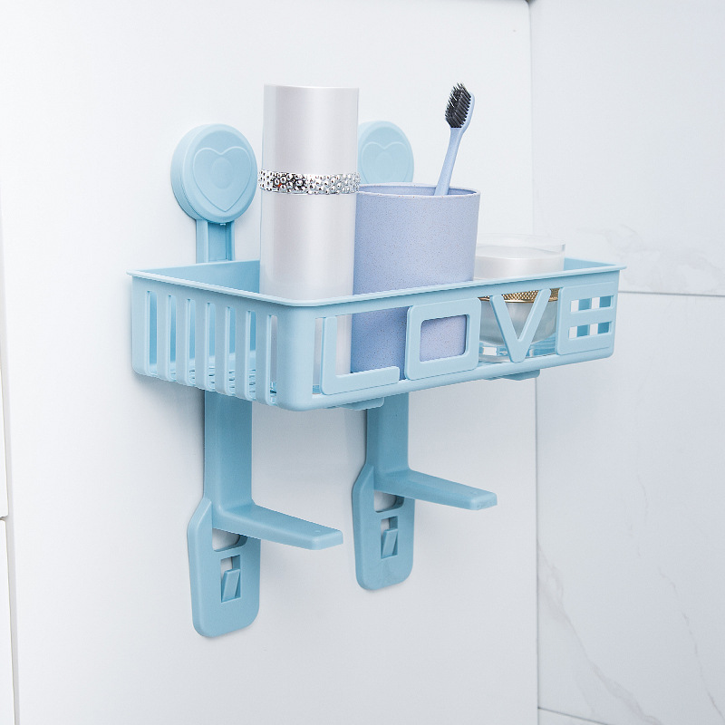 Wall-mounted bathroom double-layer toilet storage rack, plastic wall-absorbing storage rack, non-drilling bathroom and kitchen storage rack Application Scenario