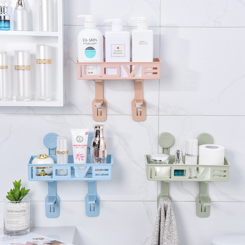 Wall-mounted bathroom double-layer toilet storage rack, plastic wall-absorbing storage rack, non-drilling bathroom and kitchen storage rack