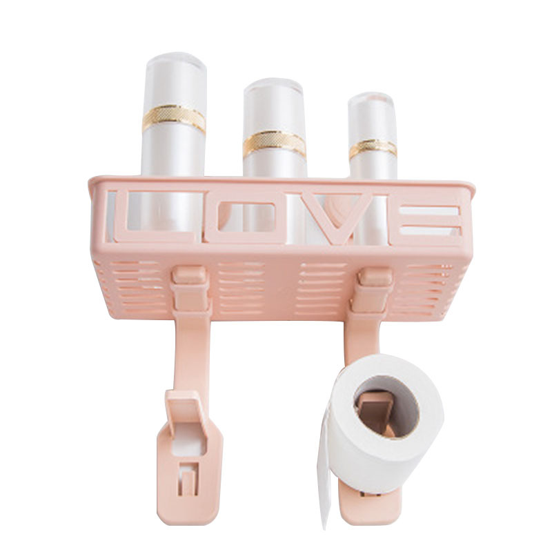 Wall-mounted bathroom double-layer toilet storage rack, plastic wall-absorbing storage rack, non-drilling bathroom and kitchen storage rack Item Picture