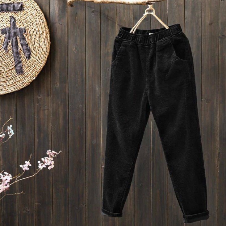 Fleece and thickened corduroy Harem pants, women's loose striped fleece pants, casual pants, radish pants Specification image