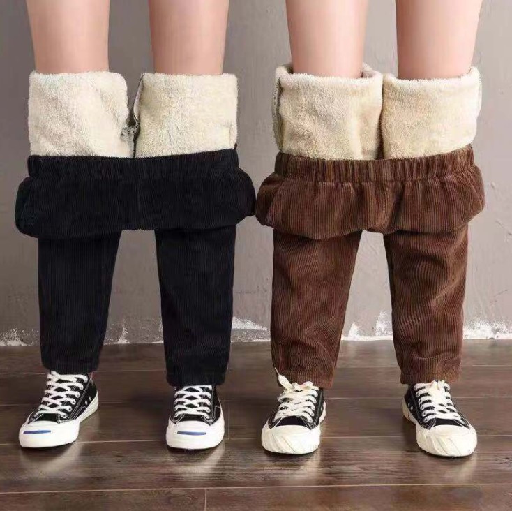 Fleece and thickened corduroy Harem pants, women's loose striped fleece pants, casual pants, radish pants