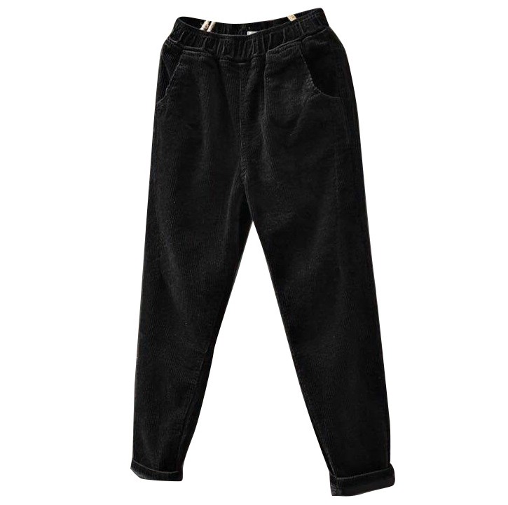 Fleece and thickened corduroy Harem pants, women's loose striped fleece pants, casual pants, radish pants Item Picture