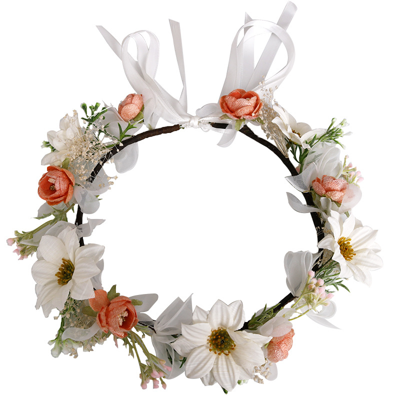 Korean-style fresh flower wreath, pink flower bud, beautiful hairband, sweet flower wreath, children's festival catwalk show performance headwear Item Picture