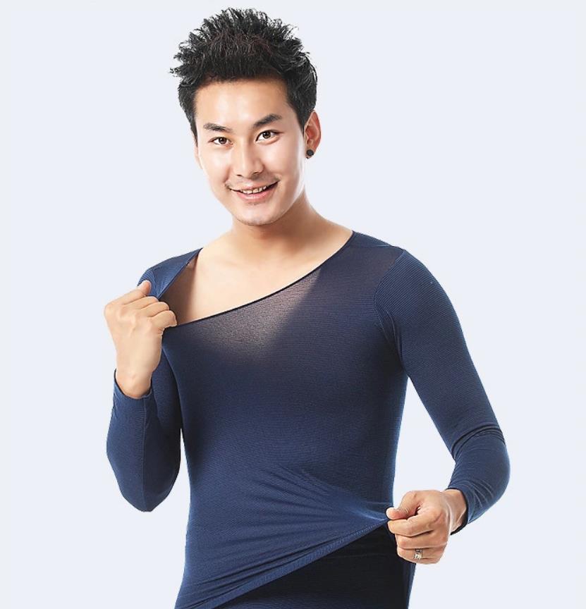 Wechat business bestseller Men's seamless thermal underwear set, V-neck long Johns, 37-degree constant temperature seamless winter thin Application Scenario