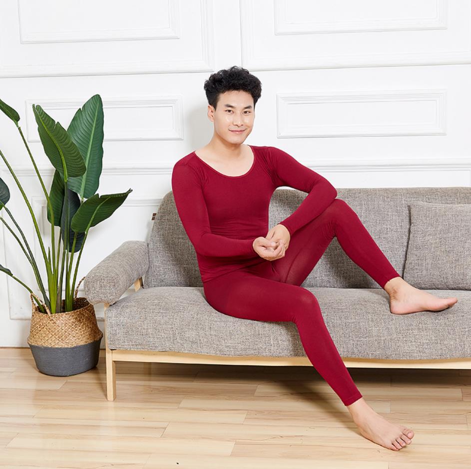 Wechat business bestseller Men's seamless thermal underwear set, V-neck long Johns, 37-degree constant temperature seamless winter thin Specification image