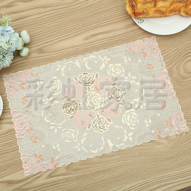 New eco-friendly colored gold placemats, heat insulation pads, waterproof and anti-slip Western placemats, PVC material table MATS, plate MATS and bowl MATS Specification drawing