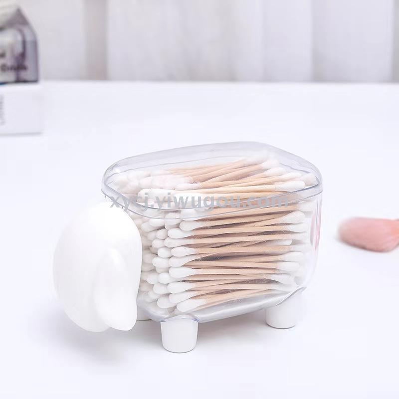 Creative little sheep storage jar, plastic desktop storage box, toothpick and cotton swab box details Picture