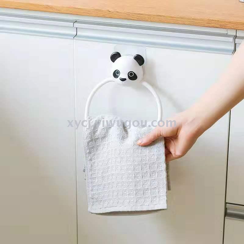 Cute cartoon towel rack, creative kitchen wall-mounted hand towel and rag rack, bathroom no-hole, traceless towel ring Specification image