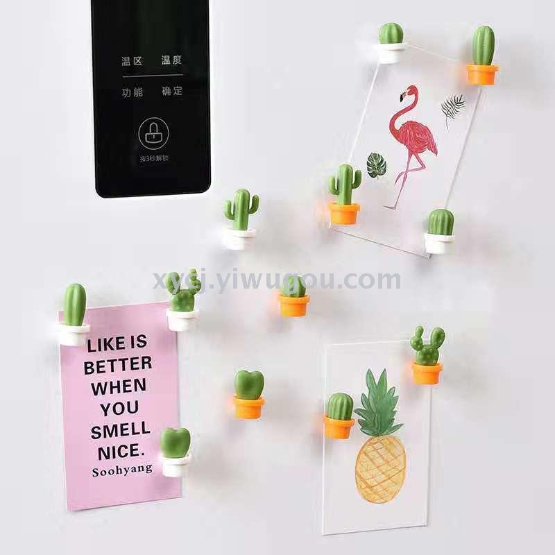 6 sets of cartoon magnetic fridge magnets, magnetic decoration, message fixing stickers, cactus fridge magnets