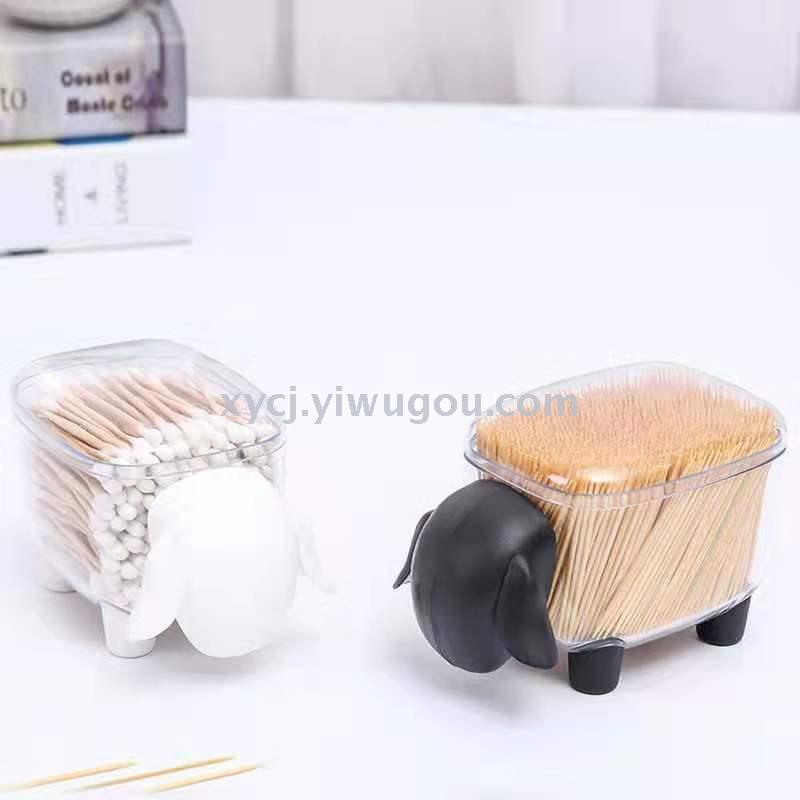 Creative little sheep storage jar, plastic desktop storage box, toothpick and cotton swab box Specification image